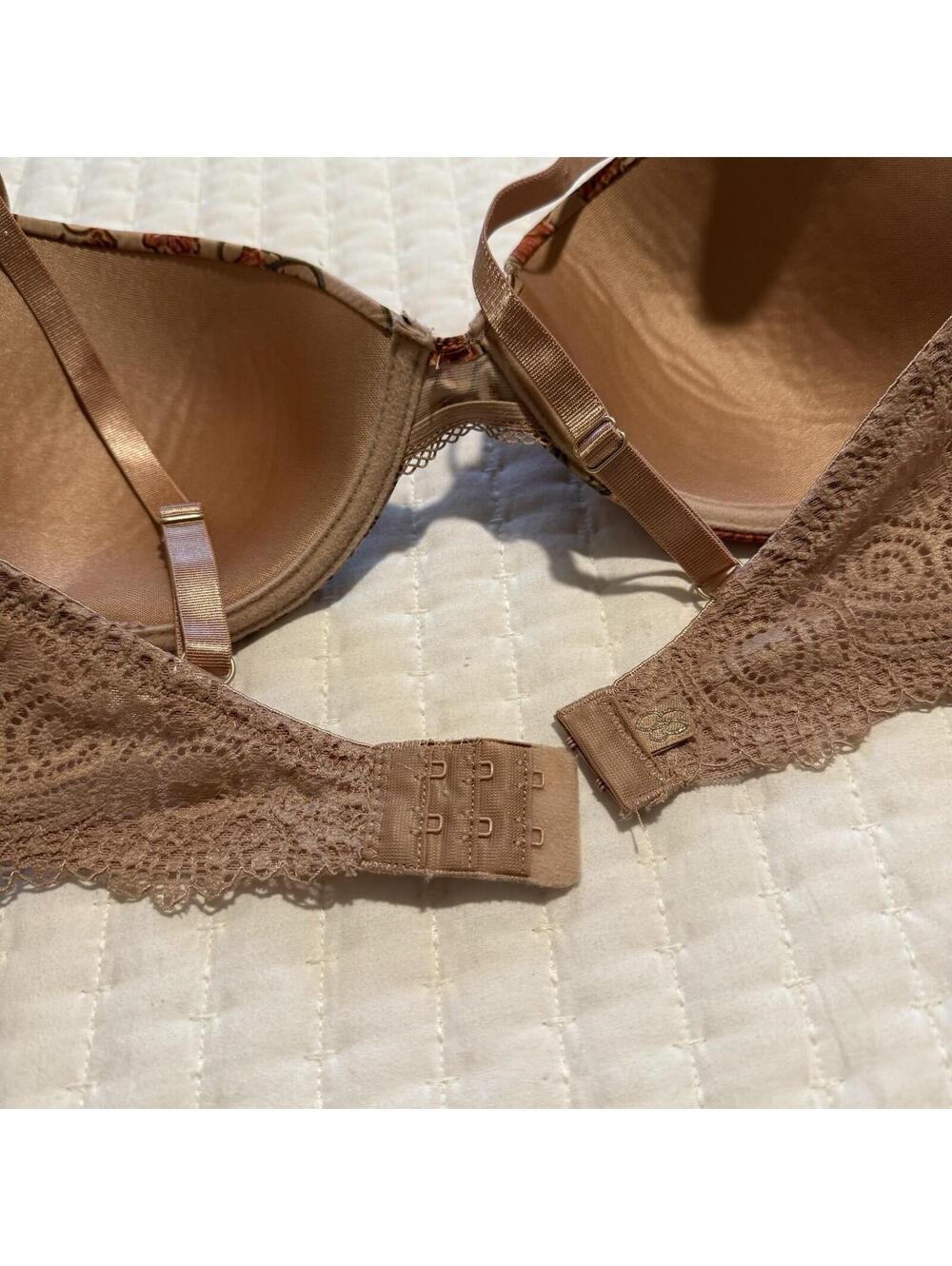 Jessica Simpson 36C Taupe Mauve With Flowers Bra Underwire Lined Floral - Picture 10 of 15